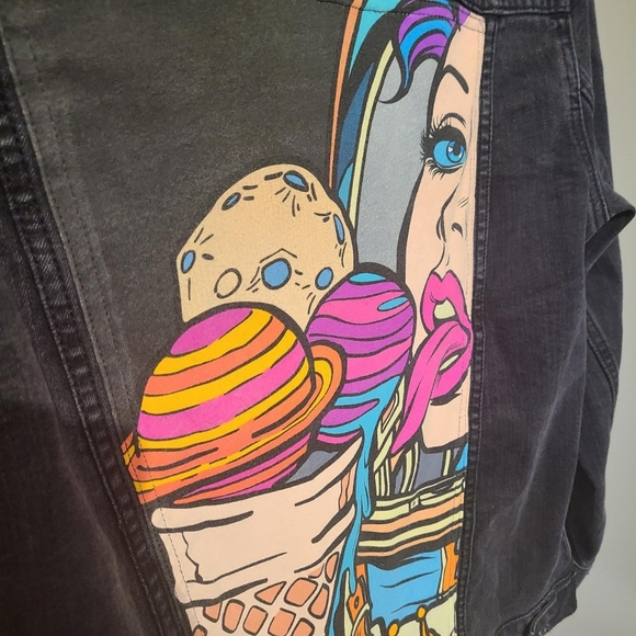 BLACK DARKWASH DENIM JACKET - Picture 3 of 4